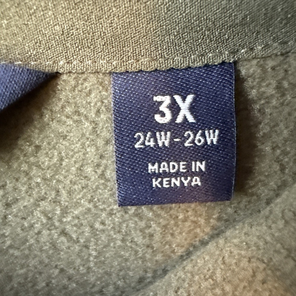 Lands End Fleece 1/4 Zip Pullover Olive Green Jacket 3X Gorpcore Outdoor Comfy - Picture 5 of 11